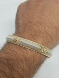 Silver gold plated laser engraved khandas sikh singh kaur khalsa kara bangle p1