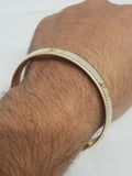 Silver gold plated laser engraved khandas sikh singh kaur khalsa kara bangle p1