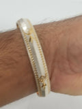 Silver gold plated laser engraved khandas sikh singh kaur khalsa kara bangle p1