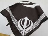 Sikh punjabi singh kaur black khalsa khanda bandana head wrap gear rumal hanky y