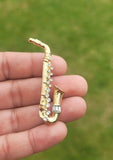 Saxophone Music Brooch Rhinestone Vintage Look Gold Silver Plated Gift Pin K38 Queen broach