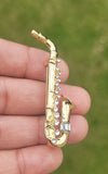 Saxophone Music Brooch Rhinestone Vintage Look Gold Silver Plated Gift Pin K38 Queen broach