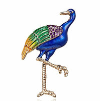 Stunning diamonte gold plated vintage look flamingo bird christmas brooch pin b1