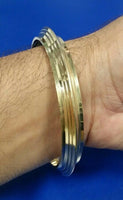 Sikh singh lines pure brass 22 ct gold look khalsa hindu healing chakri kara b3