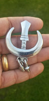 Sarbloh chand tora hand made punjabi sikh singh kaur khanda pin brooch gift bbb2
