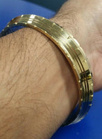 Sikh singh 5 lines cuts pure brass 22 ct gold look khalsa hindu healing kara b4