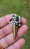 Ice cream cone brooch celebrity vintage look gold plated design pin broach k13