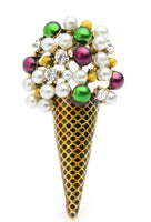 Ice cream cone brooch celebrity vintage look gold plated design pin broach k13