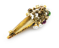 Ice cream cone brooch celebrity vintage look gold plated design pin broach k13