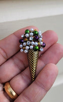 Ice cream cone brooch celebrity vintage look gold plated design pin broach k13