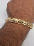 Two Tone Kara Silver Gold Plated XX Cross Design Bangle Hindu Sikh Singh Kaur U4R Bracelet Unisex Kada