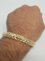 Two Tone Silver Gold Plated XX Cross Design Hindu Sikh Singh Kaur Kara Bangle U4