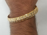 Two Tone Kara Silver Gold Plated XX Cross Design Bangle Hindu Sikh Singh Kaur U4R Bracelet Unisex Kada