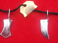 Sikh singh hazoor sahib engraved sword khanda & kanga pendant in black thread