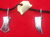 Sikh singh hazoor sahib engraved sword khanda & kanga pendant in black thread