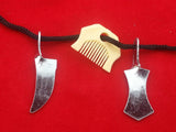 Sikh singh hazoor sahib engraved sword khanda & kanga pendant in black thread