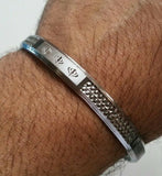 New silver plated laser engraved khandas sikh singh khalsa kara bangle kada d6