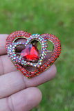 Red Heart Celebrity Brooch Stunning Vintage Look Retro Style Love Broach Pin D4R