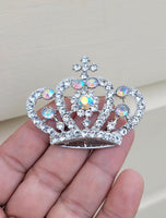 Crown brooch stunning vintage look silver plated stones royal design broach u18