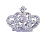 Crown brooch stunning vintage look silver plated stones royal design broach u18