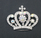 Crown brooch stunning vintage look silver plated stones royal design broach u18
