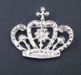 Crown brooch stunning vintage look silver plated stones royal design broach u18