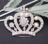 Crown brooch stunning vintage look silver plated stones royal design broach u18