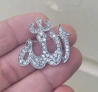Allah word brooch stunning rhinestones silver plated muslim islamic islam pin ii