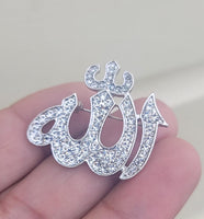 Allah word brooch stunning rhinestones silver plated muslim islamic islam pin ii