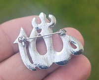 Allah word brooch stunning rhinestones silver plated muslim islamic islam pin ii