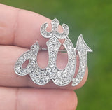Allah word brooch stunning rhinestones silver plated muslim islamic islam pin ii