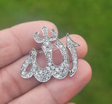 Allah word brooch stunning rhinestones silver plated muslim islamic islam pin ii