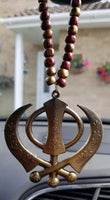 Acrylic vintage look punjabi sikh kaur singh khanda pendant for car rear mirror