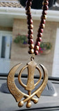 Acrylic vintage look punjabi sikh kaur singh khanda pendant for car rear mirror