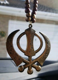 Acrylic vintage look punjabi sikh kaur singh khanda pendant for car rear mirror