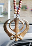 Acrylic vintage look punjabi sikh kaur singh khanda pendant for car rear mirror