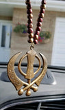 Acrylic vintage look punjabi sikh kaur singh khanda pendant for car rear mirror