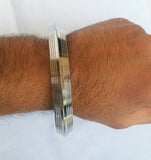 Stainless steel kara sikh kada chunky nine lines singh khalsa taksali bangle l15