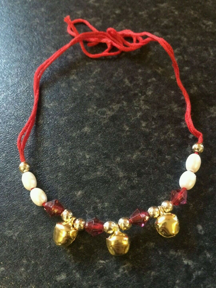 Good luck hindu red thread with 3 dangling bells bracelet protection a ...