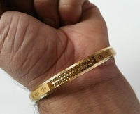 Sikh Kara Gold Plated Laser Engraved Khandas Kaur Singh Khalsa Bangle Kada D7