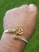Om namo shivay bracelet kara hindu kada trishul trident rudraksha bead bangle i8