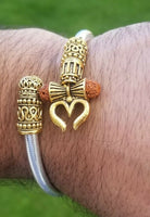 Om namo shivay bracelet kara hindu kada trishul trident rudraksha bead bangle i8