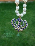 Gold plated punjabi sikh khanda stunning pendant red blue car rear mirror hanger