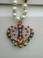 Gold plated punjabi sikh khanda stunning pendant red blue car rear mirror hanger