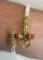 Om namo shivay bracelet kara hindu kada trishul trident rudraksha bead bangle i8