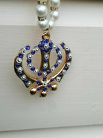 Gold plated punjabi sikh khanda stunning pendant red blue car rear mirror hanger