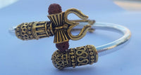 Om namo shivay bracelet kara hindu kada trishul trident rudraksha bead bangle i8