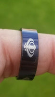 Black khanda ring engraved design fashion sikh singh kaur khalsa challa gift h22