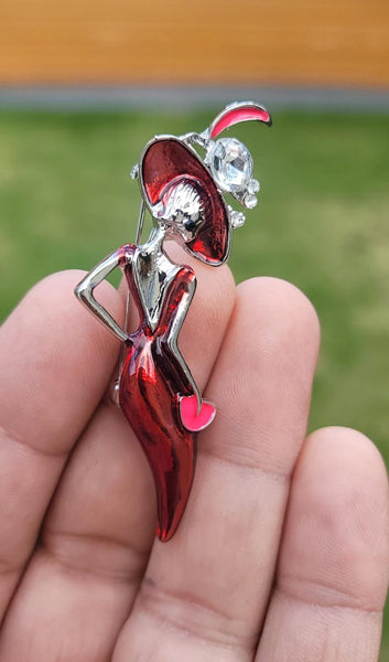 Stunning vintage look silver plated retro lady celebrity brooch broach pin f10