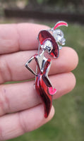 Stunning vintage look silver plated retro lady celebrity brooch broach pin f10